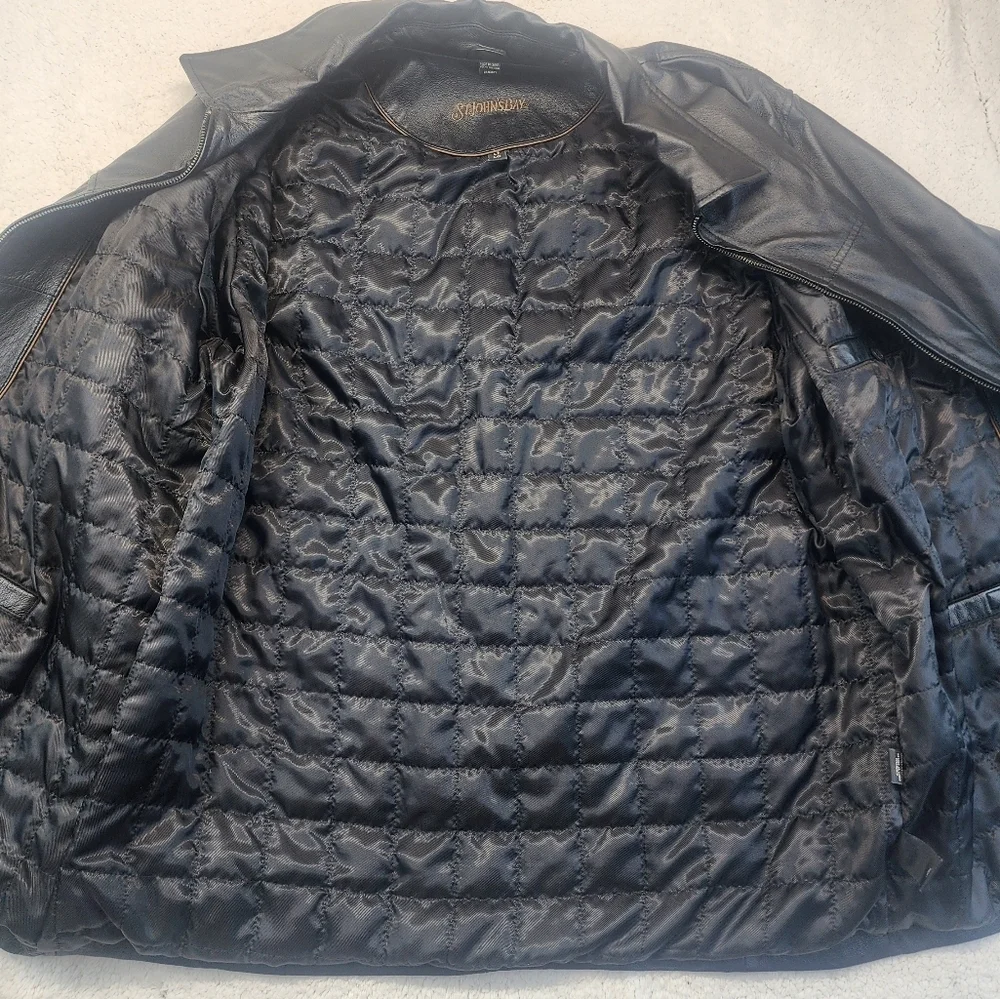 St. John's Bay Heavy Black Leather Jacket for Men Size Large